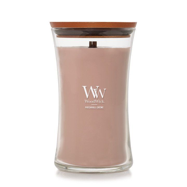 Ароматична свічка з какао та копченим кашеміром Woodwick Large Patchouli Cr&egrave;me 609 г